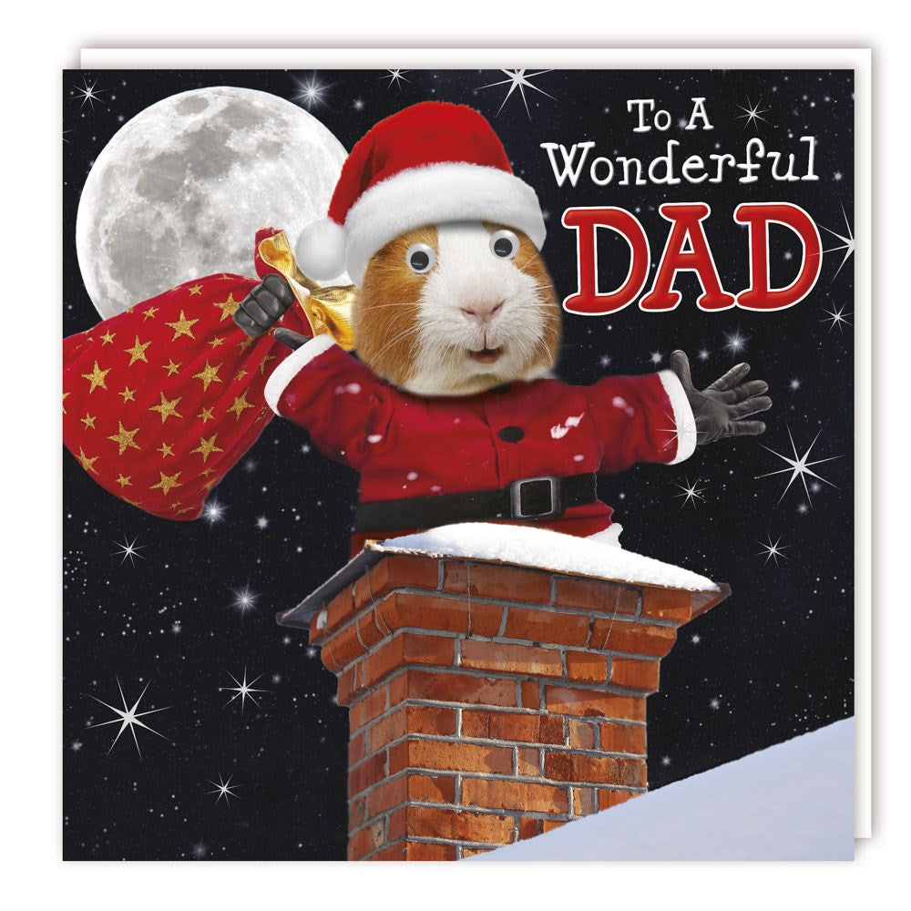 Santa Guinea Pig Dad Christmas Card