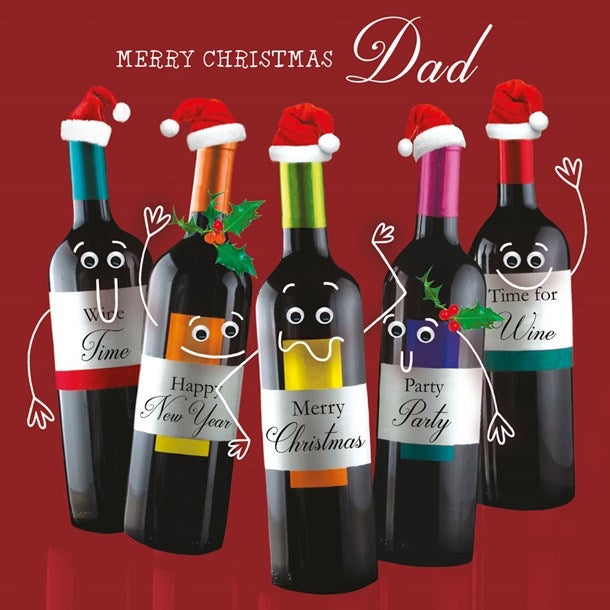 Dad Wine Bottles Christmas Card