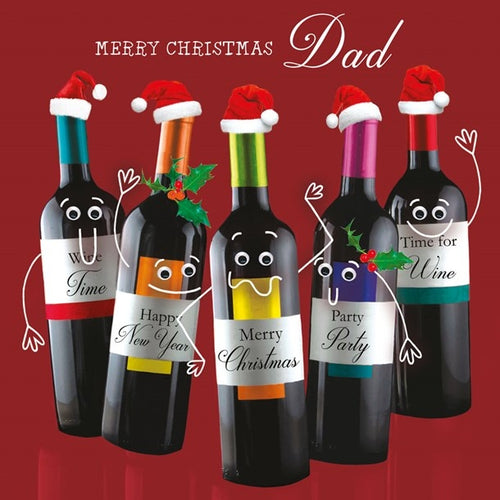 Dad Wine Bottles Christmas Card