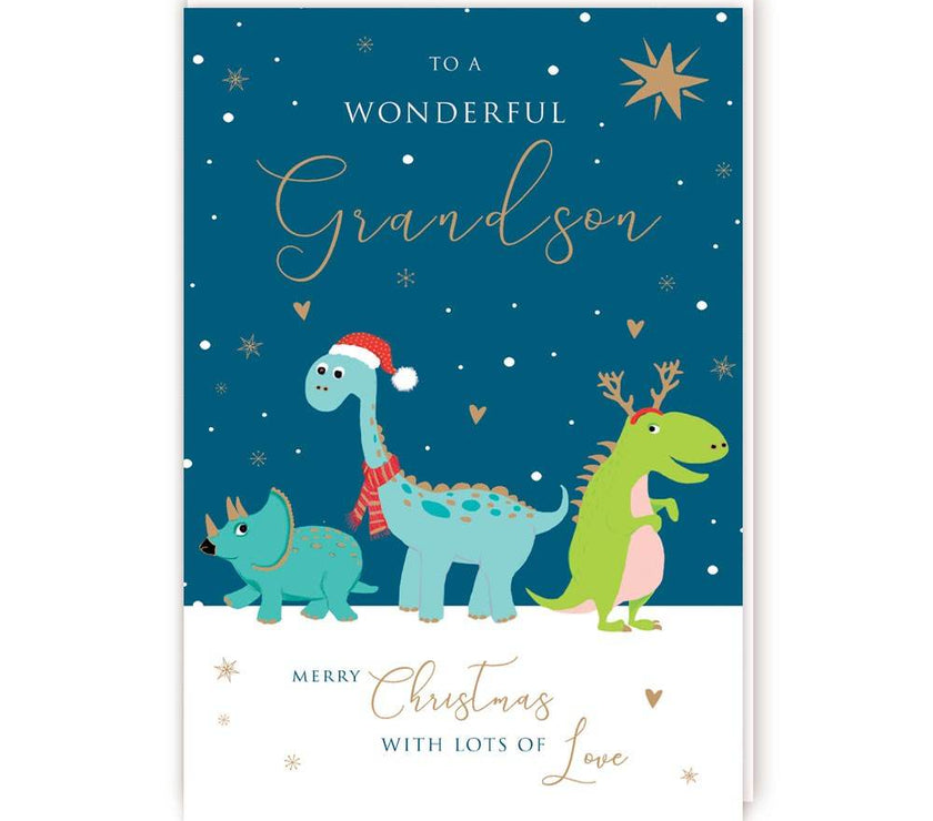 Grandson Dinosaur Christmas Card - House of Cards