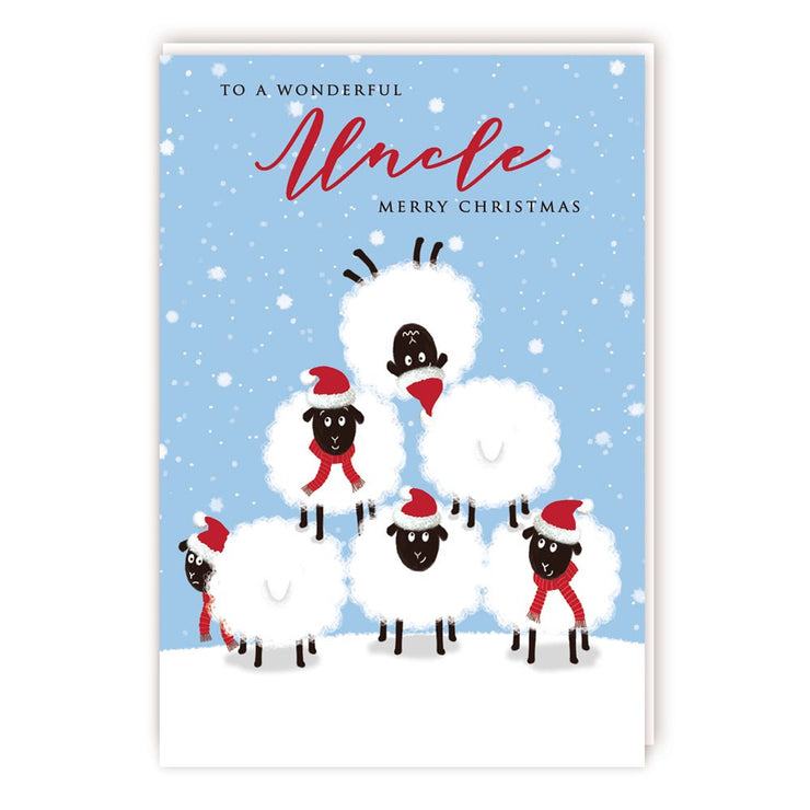 Sheep Pyramid Uncle Christmas Card