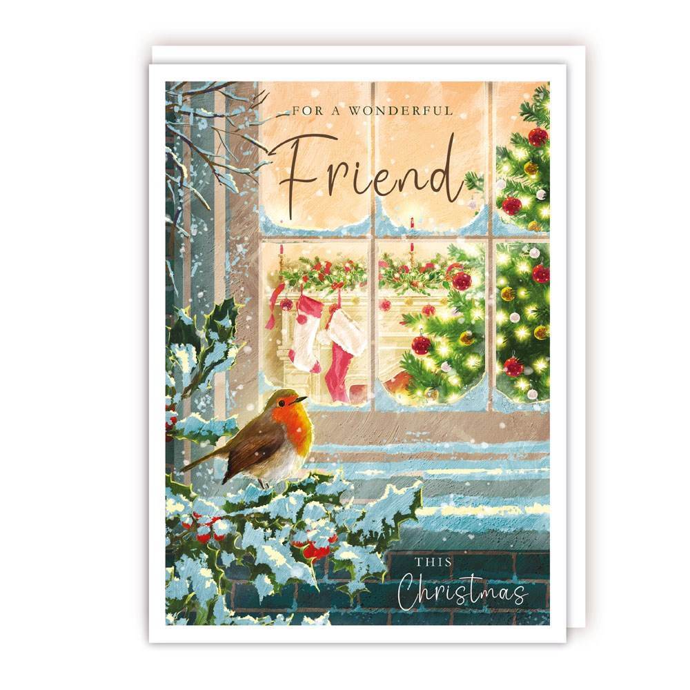 Wonderful Friend Robin Christmas Card - House of Cards