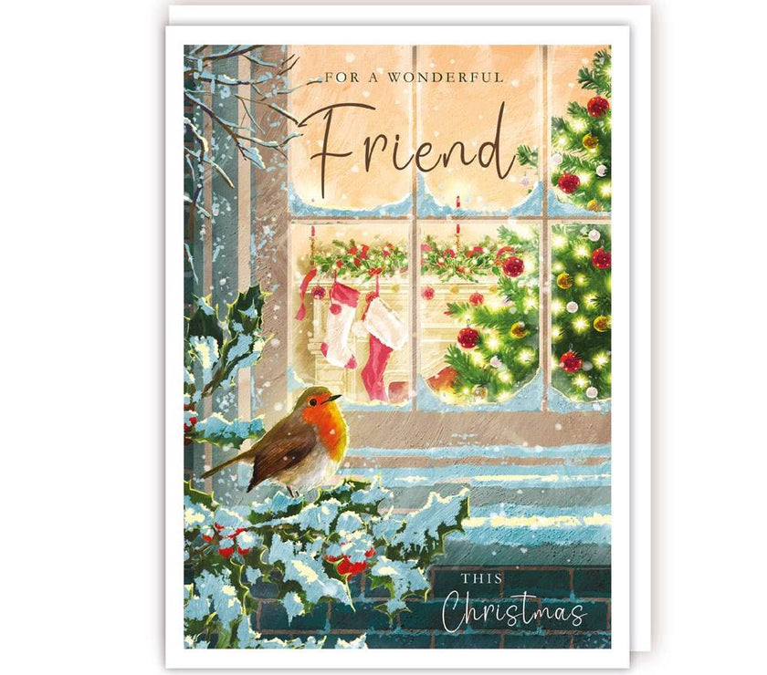 Wonderful Friend Robin Christmas Card - House of Cards