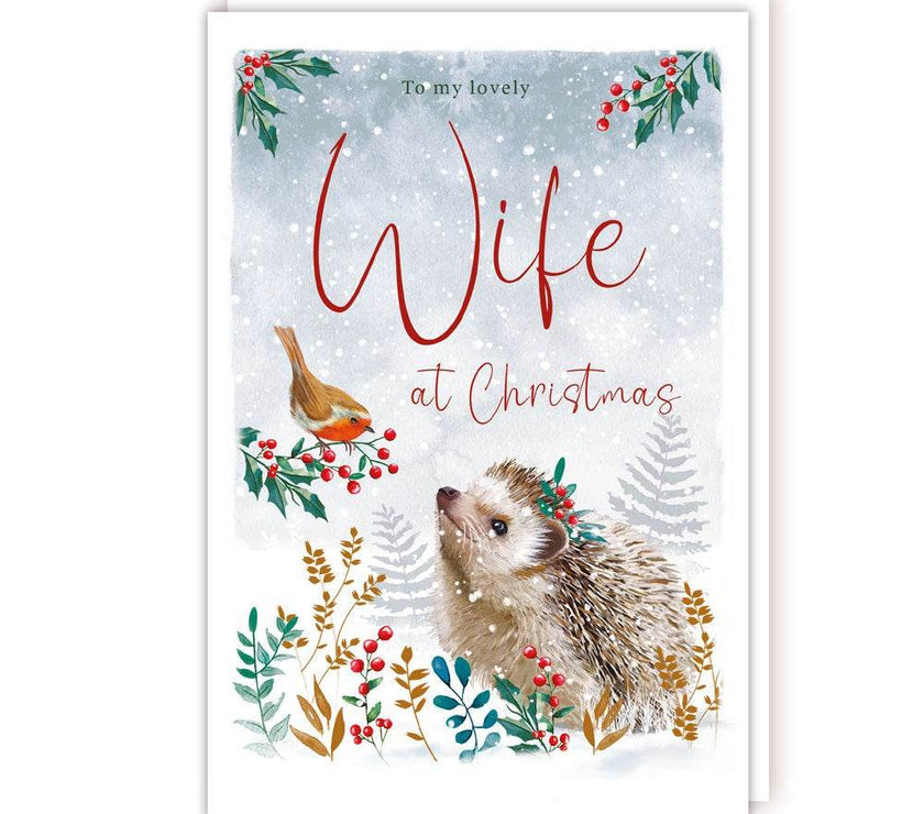 Wife Hedgehog Christmas Card - House of Cards