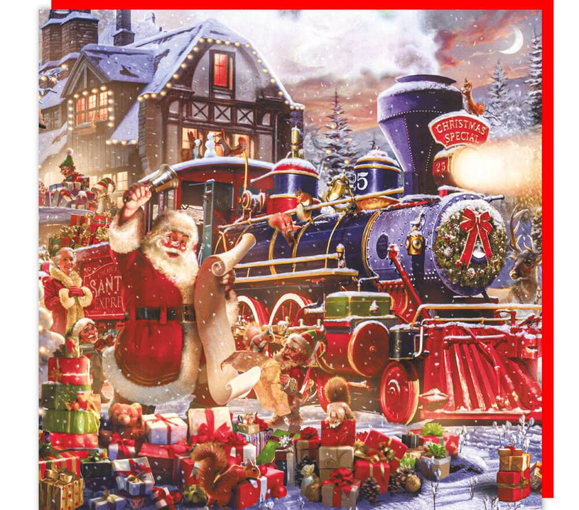 3D Christmas Santa Train Birthday Card - House of Cards