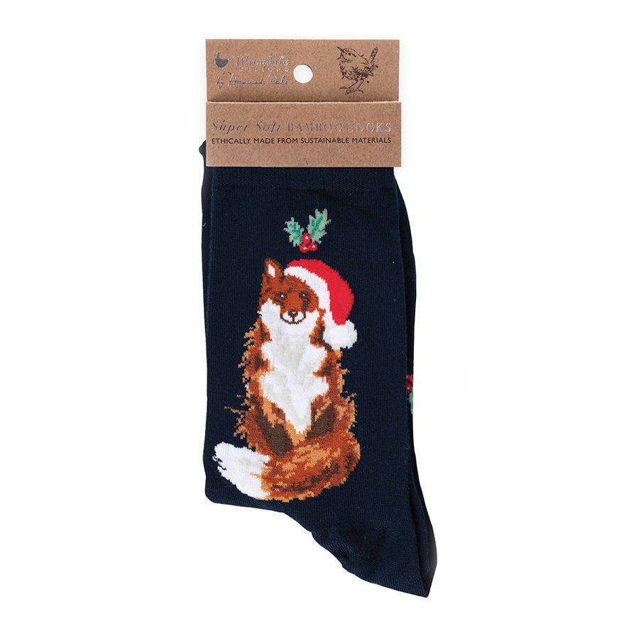 Festive Fox Christmas Bamboo Socks - House of Cards