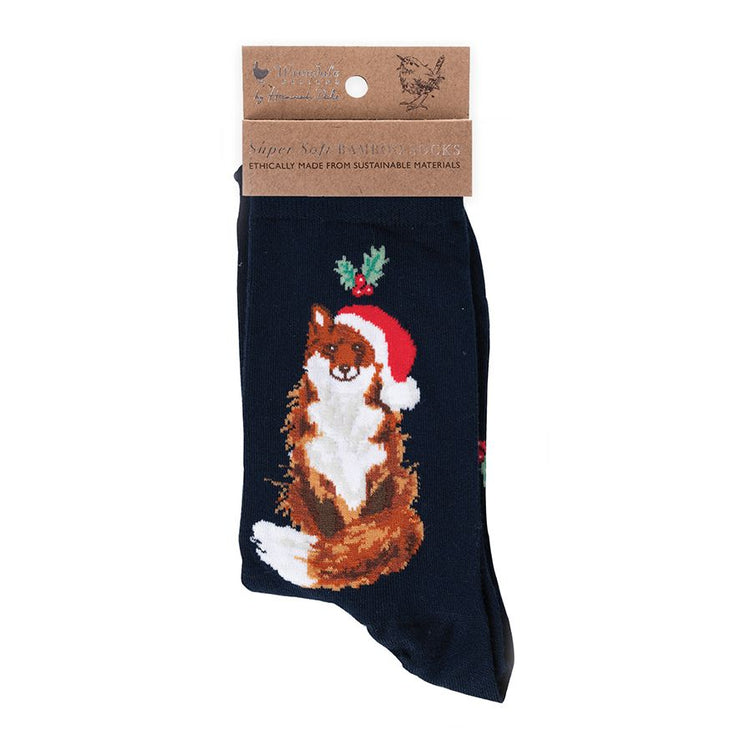 Festive Fox Christmas Bamboo Socks