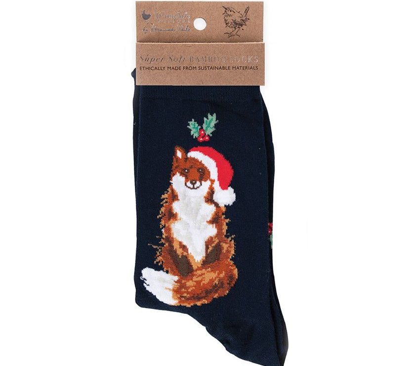 Festive Fox Christmas Bamboo Socks