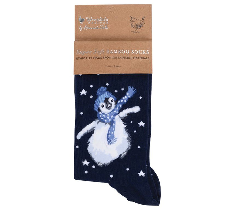 Winter Wonderland Penguin Christmas Bamboo Socks