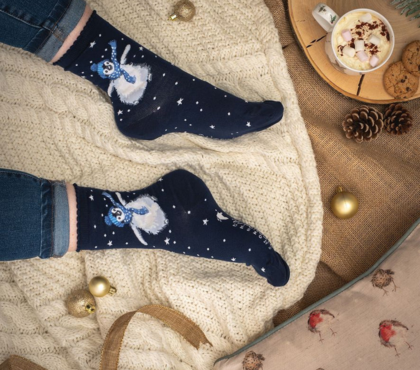 Winter Wonderland Penguin Christmas Bamboo Socks
