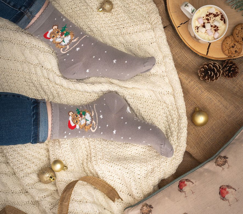 Festive Mouse Christmas Bamboo Socks