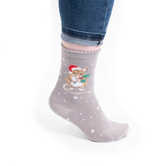 Festive Mouse Christmas Bamboo Socks - House of Cards