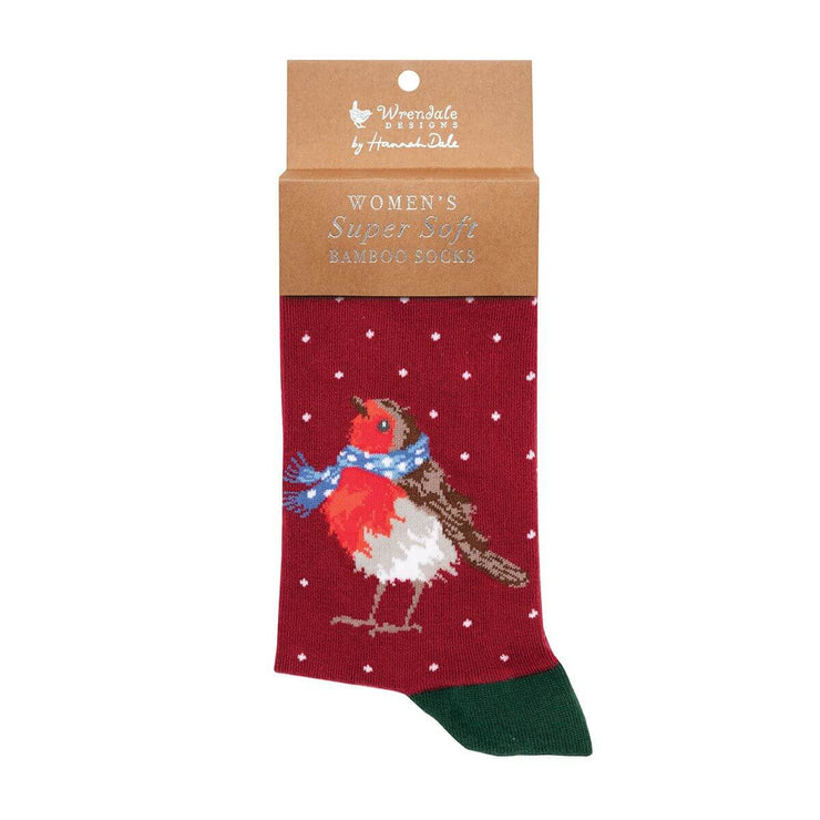 Season's Tweetings Robin Christmas Ladies Bamboo Socks