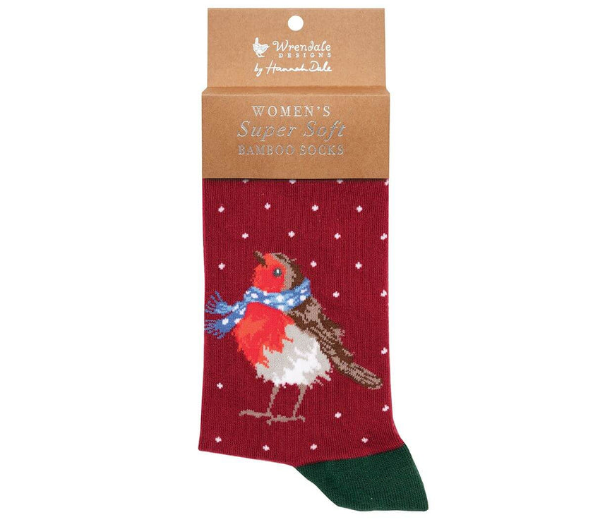 Season's Tweetings Robin Christmas Ladies Bamboo Socks