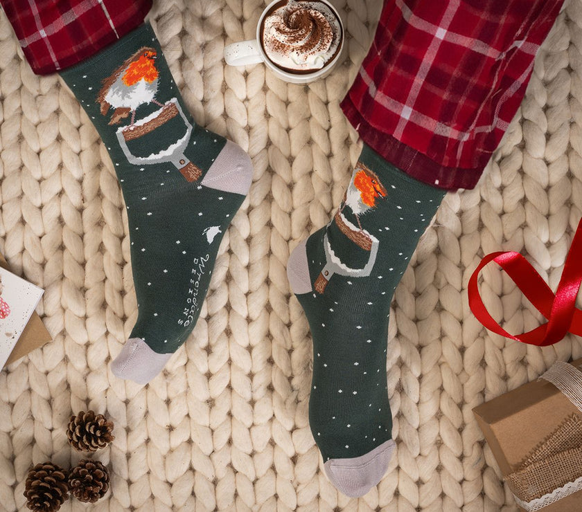 Men's Robin Christmas Bamboo Socks