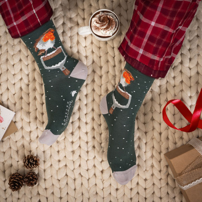 Men's Robin Christmas Bamboo Socks