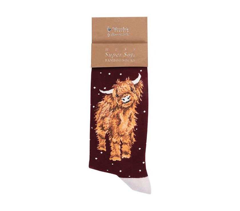 Men's Highland Cow Christmas Bamboo Socks