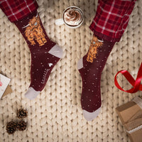 Men's Highland Cow Christmas Bamboo Socks