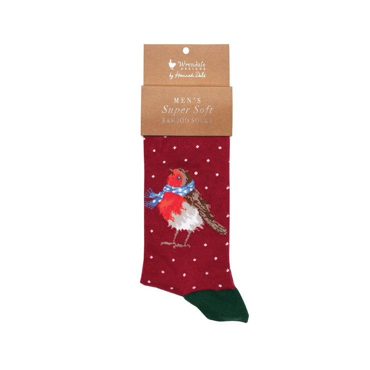 Season's Tweetings Robin Christmas Mens Bamboo Socks