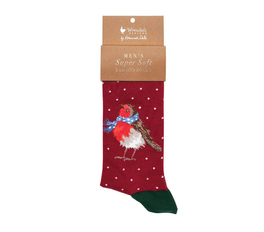 Season's Tweetings Robin Christmas Mens Bamboo Socks