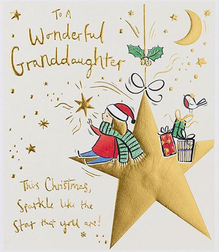 Wonderful Granddaughter Star Christmas Card
