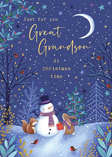 Great Grandson Woodland Christmas Card - House of Cards