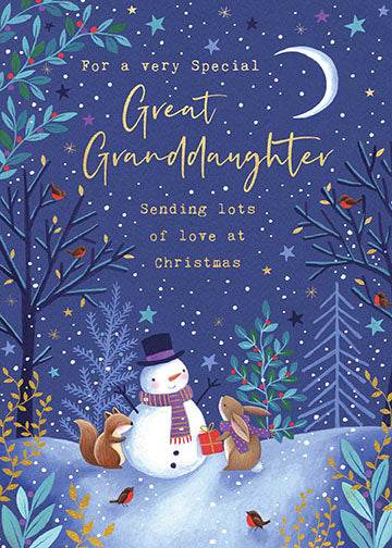 Great Granddaughter Woodland Christmas Card - House of Cards
