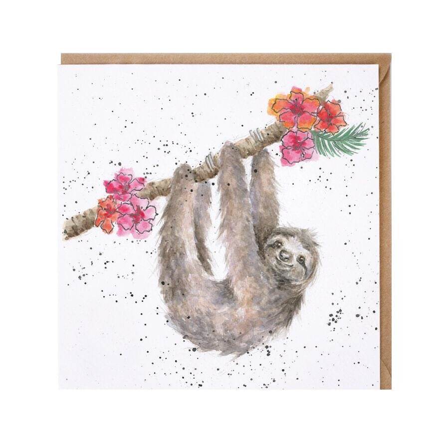 Hanging Around Sloth Greeting Card - House of Cards