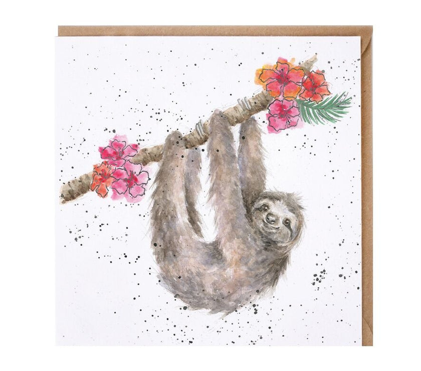 Hanging Around Sloth Greeting Card