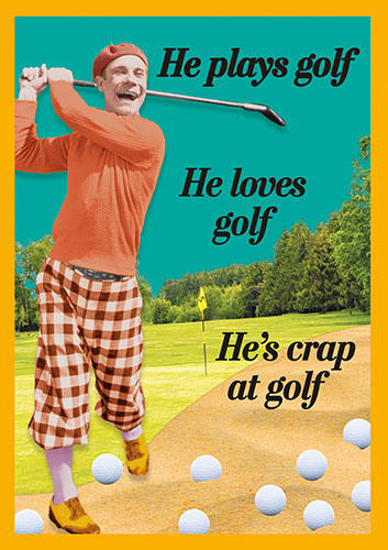 He Plays Golf Greeting Card